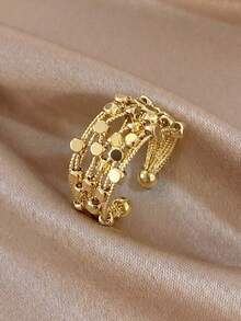 Set Cincin Polka Dot Berlapis Emas 18K & Batu CZ Berpilin | Cincin Terbuka Mewah yang Dipersonalisasi | Perhiasan Elegan, Cocok untuk Pemakaian Sehari-hari & Hadiah - MultiWarna - View 5