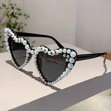 1pc BRIDE Letter Rhinestone & Pearl Heart Shaped Fashion Party Eyeglasses For Men And Women Single Party - View 11