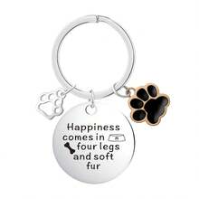 Premium Stainless Steel Engraved Keychain, Fashionable & Durable, Inspirational Text, Creative Personalized Inspirational Pendant, Simple & Versatile Style, Unisex, Suitable For Pet Lovers - Multicolor - View 9