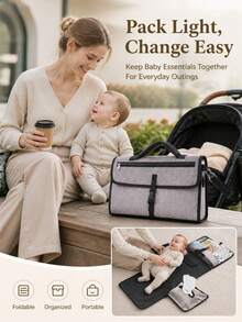 1pc Foldable Portable Baby Diaper Changing Mat, Multi-Functional Storage Baby Diaper Changing Pad - Multicolor - View 1