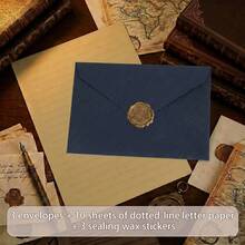 16pcs Linen Envelopes Stationery Set Vintage V-Flap Invitation Paper For Wedding Graduation Baby Shower Postcard Holder - A - View 15