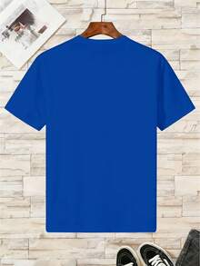 August 11, 2025, Summer T-Shirt For Boys With Skull Print, Casual Short Sleeve T-Shirt For Kids - 藍色 - 查看 2