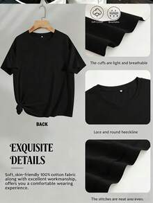Camiseta con estampado de doble cara, para regalos familiares y de equipo, perfecta para reuniones de aniversario y salidas de verano. - Negro - Ver 2