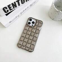3D Cube Weave Pattern Phone 17 16 15 14 13 12 11 Pro Plus Matte Transparent Shockproof Cover - 深綠色 - 查看 9