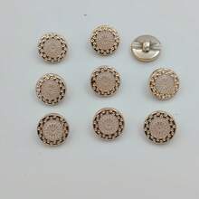 20pcs/1.5cm Fashion Personalized Minimalist Round Plastic Bohemian Style Buttons Gold Silver Buttons European And American Style Vintage High-End Retro Geometric Pattern Bowl-Shaped Buttons Handmade Sewing High-Quality Versatile Buttons DIY Decoration For Clothes Bags Hats Coats Sweaters Pants Shirts Suits - 20pcs/1.5cm Gold Geometric Pattern Buttons - View 11