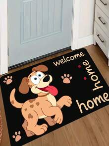 "Paw Print Party" Crystal Velvet Doormat, Cute Pet Welcome Mat, Brown & White Spotted Dog Pattern, Fun Interactive Paw Print Entryway Rug, Cozy Home Decor - Multicolor - View 2