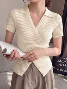 2026 New Apricot Knit Casual Blouse, Suitable For Spring/Summer Work And Daily Wear - Apricot - View 6