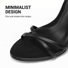 2026 Women New Fashion Stiletto Heels, Strappy Open Toe High Heeled Sandals With Adjustable Ankle Strap Summer, Wedding Party Prom Formal Occasions - 黑色 - 查看 7