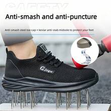 Men Work Shoes Wide Width Safety Shoes Wide Steel Toe Comfortable Lightweight Summer Breathable - Black - View 5