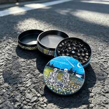 1PC, New Night Sky Skull Art Print 50MM 4-Layer Grinder, Zinc Alloy Grinder With Screen, Personalized Graffiti Portable Powder Grinding Tool - View 12
