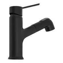Schwarze Waschtischarmatur im Rohrdesign mit Ausziehfunktion, Einhebelmischer für Warm- und Kaltwasser, 2 Strahlarten, ausziehbarer 60-cm-Auslauf, Aufsatzmontage für Badezimmer, Apartments, Spas und Kosmetikstudios - Schwarz - Übersicht 8