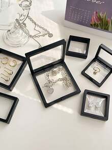 1/10pcs Transparent PE Film Jewelry Display Box, Dustproof Antioxidant Jewelry Storage Box, Floating Frame Jewelry Organizer Box - Multicolor - View 6