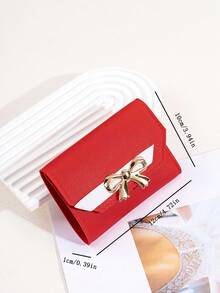 1pc Girls Colorful Printed Short Wallet, Coin Purse, Card Holder, Suitable For Daily Use, Party, Mother's Day Gift Choice - Red - View 3