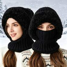 BONNY BOOM 1pc Women's Winter Knitted Balaclava Hat, Warm Full Face Coverage, With Ear And Neck Protection, Fashionable Ski Mask, Suitable For Cold Weather Outdoor Activities - Multicolor-b - View 1