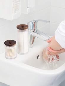 1pc / 3pcs Qtips Dispenser Bathroom Container, Ball Holder, Apothecary Jar Organizer For Storage Swab, Floss Picks - Multicolor - View 5