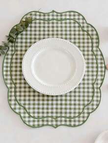1/2/4pcs French Pastoral Ins Style Minimalist Gentle Yellow Plaid Asymmetric Embroidered Vintage Dining Napkin/Placemat/Tablecloth - Multicolor - View 1