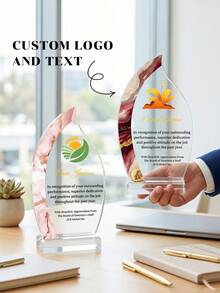 1pc Customized Logo & Text Acrylic Sailboat Trophy, Personalized Employee Appreciation Gift, Colleague Manager Team Member Recognition Award, Graduation Sports Retirement Commemorative Anniversary Gift - Multicolor - View 1