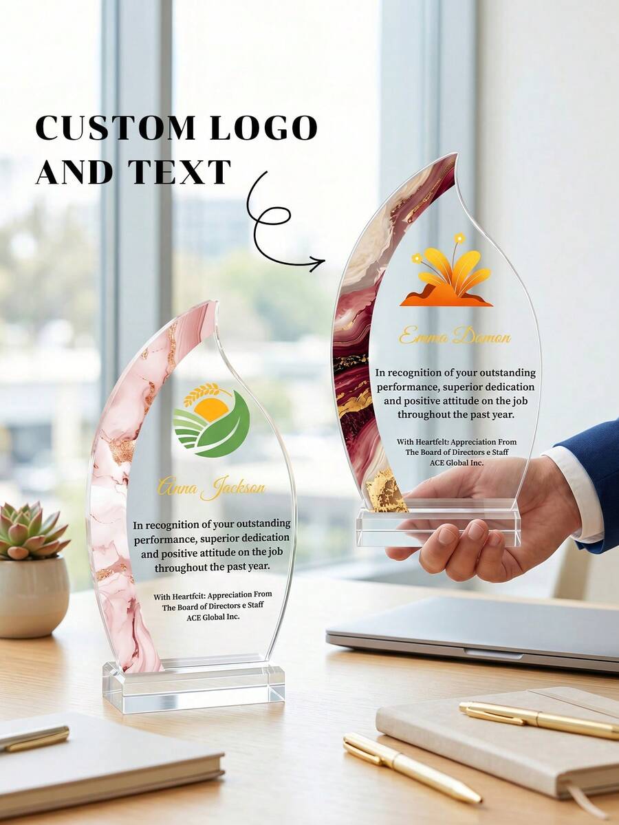1pc Customized Logo & Text Acrylic Sailboat Trophy, Personalized Employee Appreciation Gift, Colleague Manager Team Member Recognition Award, Graduation Sports Retirement Commemorative Anniversary Gift - Multicolor - View 1
