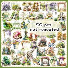 50pcs Forest Pastoral Fresh Transparent Stickers, Garden Secret Dreamy Aesthetic Decorative Phone Case & Notebook Stickers - 50 Photos Of a Hidden Garden Paradise - View 11