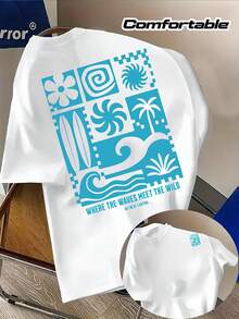 Donde ruge la marea, se encuentra la tierra de lo salvaje - camiseta casual para hombre con estampado de doble cara, cómoda y sencilla - una opción para el uso diario. - Negro - Ver 6