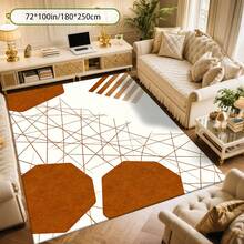 Cashmere-Like Beige Base Irregular Brown Line Fragment Geometry Pattern Printed Outdoor Rugs,Exquisite Cozy Carpets In Diverse Styles. Suitable For Home, Outdoor, Malls & Cafes, Machine Washable, Various Sizes Available. - A - View 5