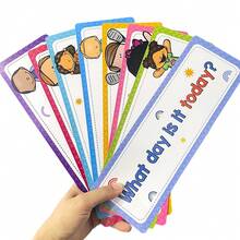 Lachilly 8/16pcs Weather, Day Of The Week, Month And Season Learning Cards Set, Montessori Children Education Flash Cards, Classroom Wall Decor Teaching Supplies - Multicolor - View 5