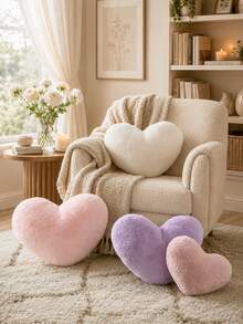 1 buah Bantal Hati, Bantal Hias Dekoratif untuk Tempat Tidur dan Sofa, Bantal Kecil Bulu Kelinci Imitasi Lucu untuk Wanita, Valentine, Ulang Tahun, Musim Gugur, Halloween, Natal, Dekorasi Rumah - Berwarna merah muda - View 4
