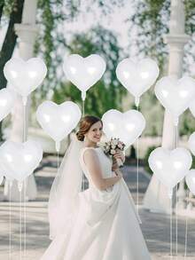 12pcs/1pc White Heart-Shaped Foil Balloons, White Heart-Shaped Metallic Foil Balloons, Heart-Shaped Aluminum Foil Balloons, Home Decor Balloons, Christmas Decoration Balloons, Suitable For Love, Valentine's Day, Birthday, Wedding, Engagement, Birthday Party, Anniversary, Bridal Shower, Anniversary Celebration And Other Occasions, Also Suitable For Restaurant Decoration, Large Event Decoration, New Year's Eve Decoration - White - View 8