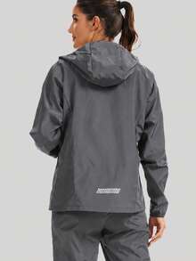 1PC Women's Windproof Jacket Lightweight Zipper Windbreaker Hooded With Pockets Outdoor Hiking Cycling Daily Exercise - Grey - View 4