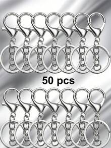 20/50/100pcs Heart-Shaped Swivel Clasp Keychain - Colorful Metal Spring Snap, Suitable For DIY Crafts, Jewelry, Lanyards And Accessories, Zinc Alloy Lobster Claw - Silver - View 22
