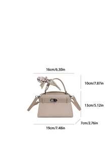 Bolso de mano elegante y de moda para mujer con bufanda, bolso bandolera, blanco, adecuado para compras, ir al trabajo, citas - Blanco - Ver 11
