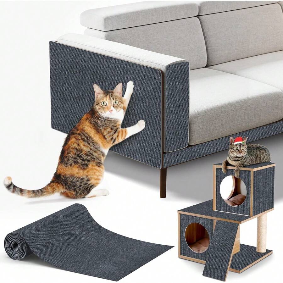 1 miếng thảm cào móng mèo tự dính bằng sợi sisal bền, tấm bảo vệ nội thất DIY cho ghế sofa và couch (Đồ dùng cho mèo/Phụ kiện cho mèo/Vật dụng thú cưng/Đồ dùng cho mèo)