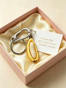 1pc 3D Half-Peeled Banana Keychain, Novel Fruit Pendant, Suitable For Backpacks And Wallets, Cute Japanese Style Food Charm, Unique Gift For Students, Couples, And Best Friends - Multicolor - View 3