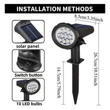 1/2PCS Solar Powered Outdoor Garden Lights With Light Sensor, 10 LED White/Warm/Colorful Light, Embedded Path Lawn Light, Multi-Function Detachable Wall Lamp, 3 Lighting Modes Safety Path Light, Outdoor Garden Decoration Solar Garden Light, Built-In Rechargeable Battery Solar Panel Charging Outdoor Camping Light, Suitable For Yard, Pathway - 10LED Wall Light/Lawn Light - View 8