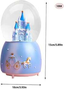 1pc Castle Crystal Ball Dreamy Snowing Music Box Glowing Christmas Gift For Boys And Girls Home Decor Ornament (Battery Not Included) - Blue - View 12