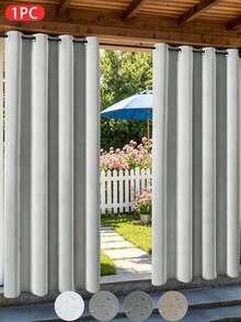 FLYINGCURTAINS 1pc Indoor/Outdoor Waterproof Curtain Panel - Insulated, UV Protection & Blackout, Grommet Top, Suitable For Patio, Gazebo, Porch, Sold Individually (Multiple Colors And Sizes Available) - white ash - View 11