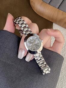 1pc Gold Square Bracelet Quartz Watch For Women, Delicate & Fashionable, Suitable For Daily Wear, Birthday/Graduation Gift, Casual - Silver - View 4