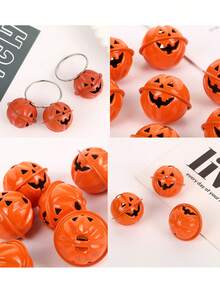 5pcs Metal Halloween Pumpkin Bells - Handmade Bell Hanging Decor, Orange & Black Jack-O'-Lantern Design, Suitable For DIY Crafts, Pet Collars, Home Party Decoration, Keychain Accessories, Ghost Party Accessories, Halloween, Thanksgiving, Harvest Festival Gift Pendants - Multiple Styles - View 12