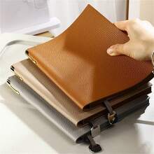 1pc Soft Leather Notebook, Lined Diary Notebook A5, 200 Pages For Writing, Suitable For Study And Office School Supplies - A5 - View 9