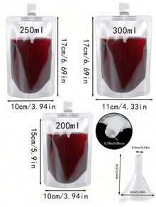 Bolsa de bebida oculta embotellada, bolsa de jugo/bebida reutilizable, bolsa de agua portátil transparente a prueba de fugas para apretar, incluye embudo, bolsa de líquido recargable, bolsa de sangre falsa, contenedor de bolsa diseñado para dispensar líquidos - Multicolor - Ver 3