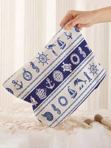 1pc Portable Cosmetic Storage Bag With Ocean Nautical Pattern Double-Sided Print Travel Zipper Makeup Pouch Multifunctional Toiletry Organizer - Multicolor - View 5