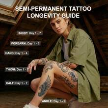 , Tatuajes Semipermanentes, Tatuajes de Viajes Wanderlust Voyager, Tatuajes Temporales Larga Duracin, Tinta Vegetal Resistente Agua, Duran 1 - 2 Semanas, Se Revela en 24h, X195 - negro azulado intenso - Ver 5