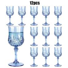 6/12pcs Plastic Wine Drinking Glasses, 7oz Green Plastic Vintage Champagne Vintage Wine Glasses, Unbreakable Goblets For Parties Wedding, Party, Red Wine Glass, Bars, Restaurants - 查看 12