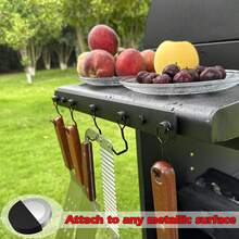 Magnetic Mount 5 Hooks For Hanging BBQ Utensils Non-Slip Heavy Duty Magnetic Holder For Traeger Pellet Pit Boss Blackstone Grill Smoker - A - 查看 3