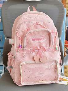 Star Pattern Ita Bag Backpack, Transparent Layer Student Backpack, Japanese Sweet Style Commuter Bag - Multicolor - View 9