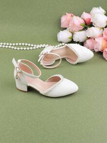 Wedding Party Evening Vacation Sweet Cute Flower Girl Girls' Shoes Suitable For Big Medium Small Girls Children Shoes Baby Shoes Versatile Little Shoes Girls Fashion Pearl White Dress Shoes Four Seasons Holiday High Heel Chunky Heel Shoes Formal Dress Shoes Performance Shoes Dance Mary Jane Princess Shoes Pointed Toe Closed Toe Hollow Out Shoes High Heels - White - View 6
