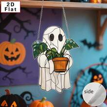 1/2pcs Ghost Sun Catcher - Colorful Acrylic Window Decor, Cute Ghost & Plant Decoration, Gothic Sun Catcher, Ghost Home Decor, Halloween Window Decor, Haunted House Aesthetic, Suitable For Home, Bedroom, Living Room, Wall Decoration (Remove Protective Film Before Use, Made Of Acrylic, Not Glass) Room Decor Bedroom Decor Halloween Decor Autumn Decor - View 4