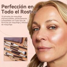 Brochas de Maquillaje con Estuche 15 Piezas, Set de Brochas para Maquillaje Profesional, Cepillos Suaves y Duraderos, Juego de Brochas Sinttico Premium Sombra de Ojos en Polvo para Base de Maquillaje - Multicolor - Ver 4