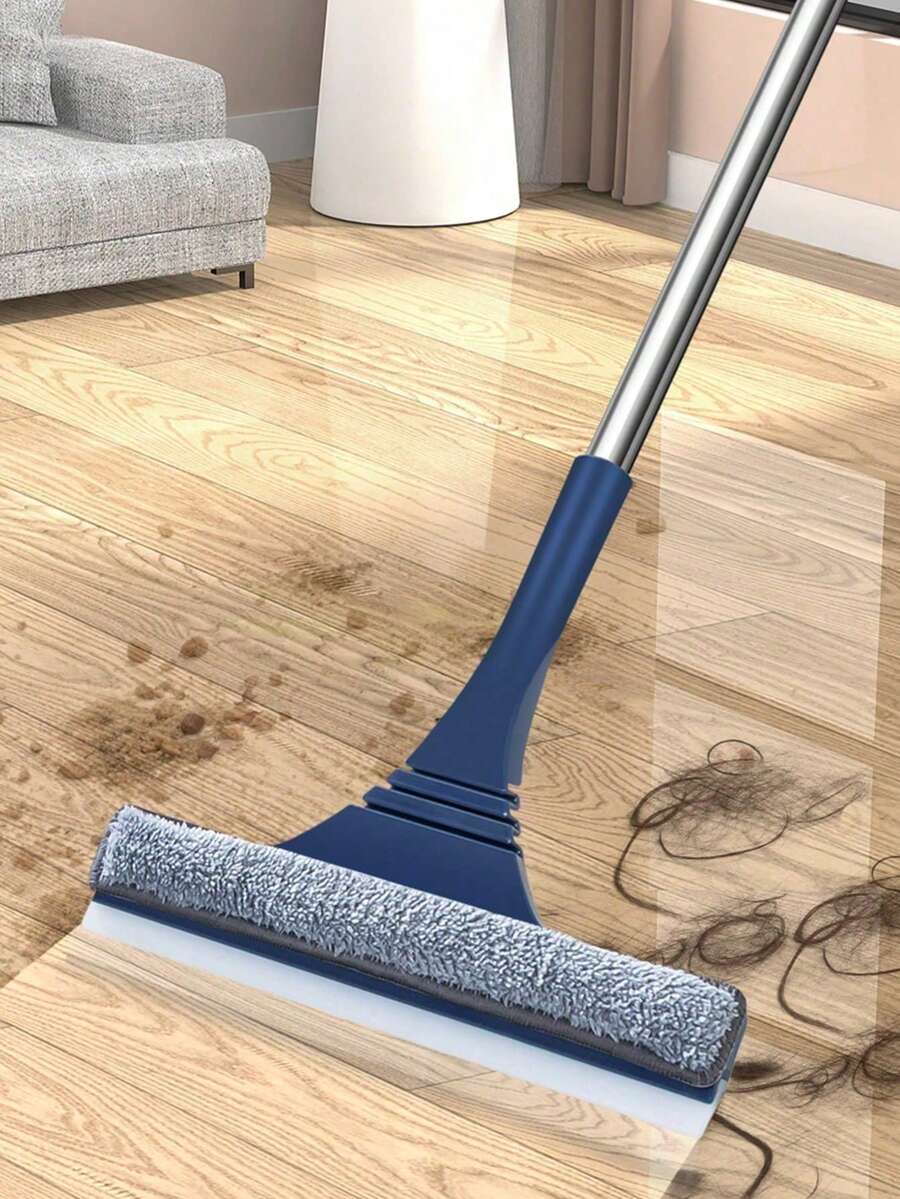 Cepillo de limpieza de ventanas 2 en 1 giratorio, raspador de vidrio con mango largo extensible, cabezal de cepillo de microfibra flexible, adecuado para ventanas altas, baño, herramienta esencial de limpieza del hogar