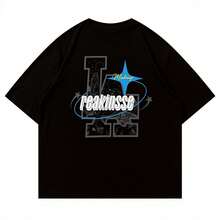 Men's Clothing Local, Men's Printed Cotton T-Shirts, Men's Oversized T-Shirts, Y2K Men's Streetwear, Summer Outfits For Everyday Wear - 黑色 - 查看 1